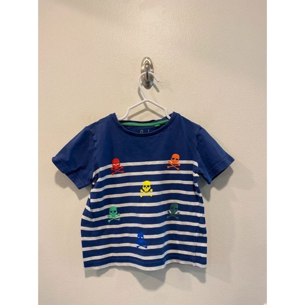 Mini boden boys striped graphic tee size 3-4 pirates nautical